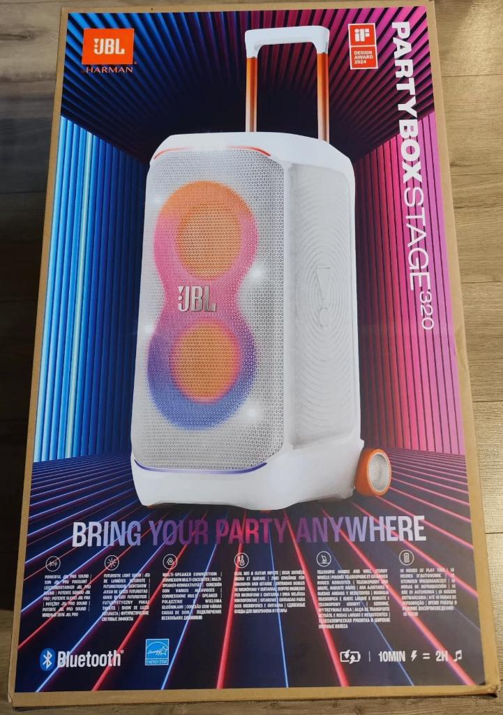Nieuw verzegeld JBL Partybox Stage 320 WIT, Audio, Tv en Foto, Luidsprekers, Nieuw, Overige typen, 120 watt of meer, JBL, Ophalen of Verzenden