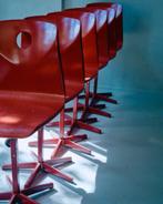 Midcentury pagholz stoelen - retro rode schoolstoelen, Ophalen, Gebruikt, Metaal, Midcentury