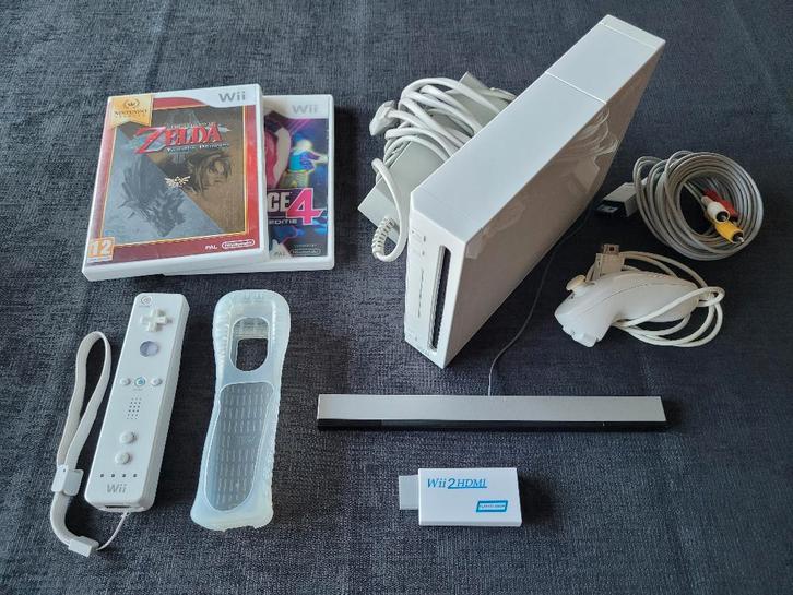 Complete Nintendo Wii met 2 Spellen, Spelcomputers en Games, Spelcomputers | Nintendo Wii, Gebruikt, Met 1 controller, Met games