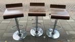 3 verstelbare barkrukken rvs, Huis en Inrichting, Barkrukken, Ophalen, Gebruikt, In hoogte verstelbaar, 90 cm of meer