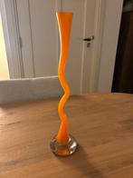 Glazen kandelaar oranje, Ophalen of Verzenden