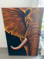 Handgeschilderd olifanten schilderij uit thailand, Antiek en Kunst, Ophalen of Verzenden