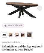 Nieuwe salontafel zwart staal met walnoot kleurig blad, Ophalen, 100 tot 150 cm, Nieuw, 50 tot 100 cm