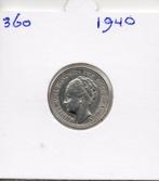 WILHELMINA KWARTJE 1940  ZILVER, Zilver, 25 cent, Ophalen of Verzenden, Koningin Wilhelmina