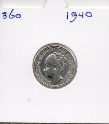 WILHELMINA KWARTJE 1940  ZILVER beschikbaar voor biedingen