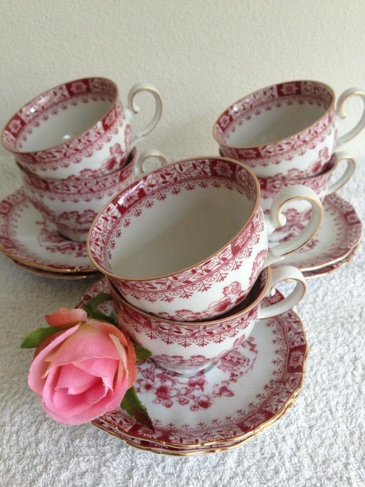🌹Oud 6 KOP & SCHOTEL van SELTMANN WEIDEN Red/Rood., Antiek en Kunst, Antiek | Servies los, Ophalen of Verzenden