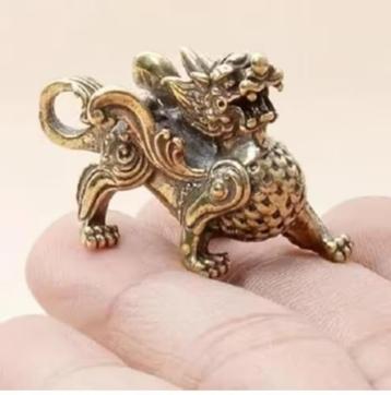 Pixiu Pi Yao messing mini beeldje Feng Shui met deco koordje beschikbaar voor biedingen