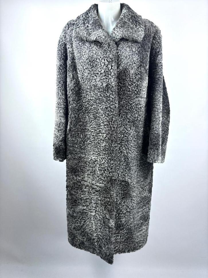 ASTRAKAN Grijs lange vintage bont jas  Maat L - 40, Kleding | Dames, Jassen | Winter, Zo goed als nieuw, Maat 38/40 (M), Grijs