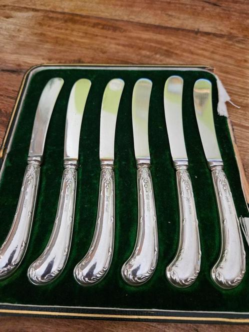 Antieke zilveren mesjes met pistolen  heft, Antiek en Kunst, Antiek | Goud en Zilver, Zilver, Ophalen of Verzenden