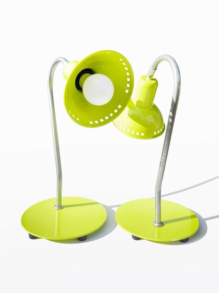Bureaulampjes Lime groen, jaren '80, vintage, prijs per stuk, Huis en Inrichting, Lampen | Tafellampen, Gebruikt, Minder dan 50 cm