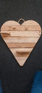 Houten hart (groot) wandbord afm. 72 x 60 cm, Glas of Kopje, Gebruikt, Ophalen