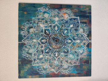 Mandala schilderij, canvas op houten plaat beschikbaar voor biedingen