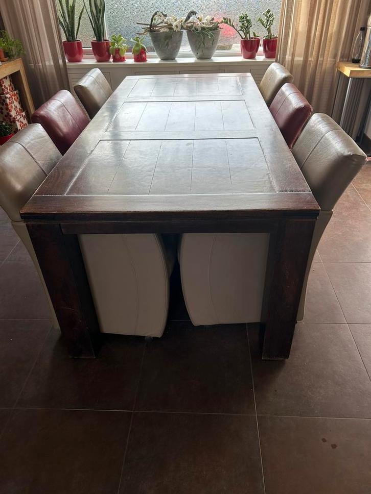 Eettafel 6 -8 personen !, Huis en Inrichting, Complete eetkamers, Gebruikt, 6 tot 8 stoelen, Ophalen