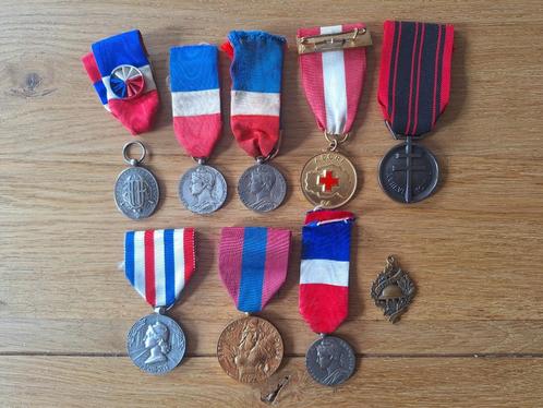 Lot van 9 Franse Medailles, Onderscheidingen, Postzegels en Munten, Penningen en Medailles, Overige materialen, Buitenland, Ophalen of Verzenden