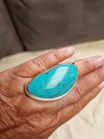 zilveren ring tuquoise maat 18, 18 tot 19, Verzenden, Nieuw, Met edelsteen