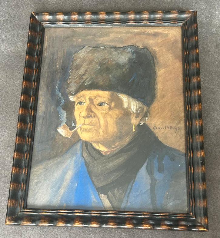 Adrie Bleijs Aquarel - Volendams Portret, Antiek en Kunst, Kunst | Schilderijen | Klassiek, Ophalen