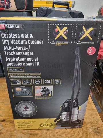 Parkside 20v accu-nat/droogzuiger nieuw beschikbaar voor biedingen