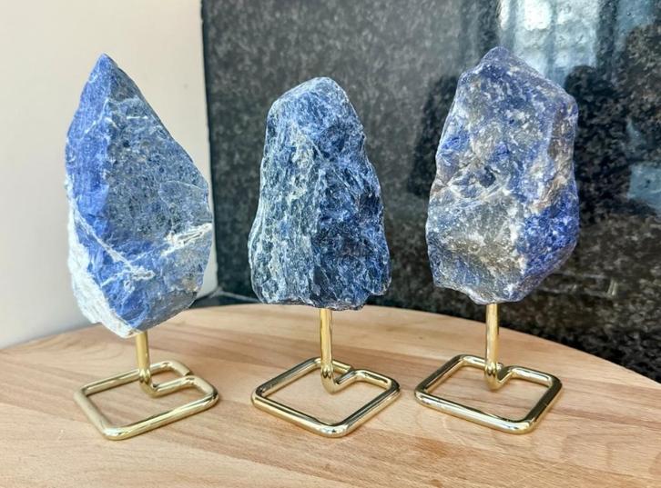 Lot van 3 Sodaliet op pin #2 - NERGENS GOEDKOPER !, Verzamelen, Mineralen en Fossielen, Mineraal, Ophalen