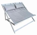 2-persoons Strandstoel Durham | Fossil Grey | Acacia | Eurof, Verzenden, Nieuw, Hout, Verstelbaar