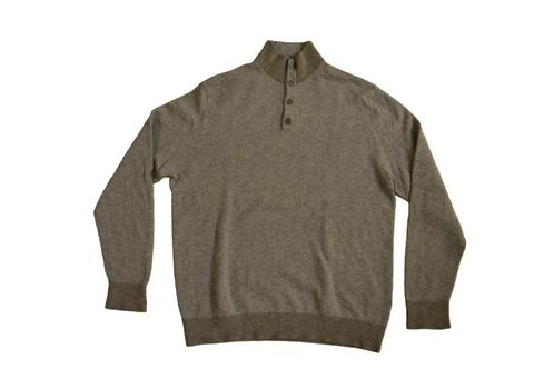 Hackett London kasjmir wol taupe button mockneck sweater XXL, Kleding | Heren, Truien en Vesten, Gedragen, Overige maten, Bruin
