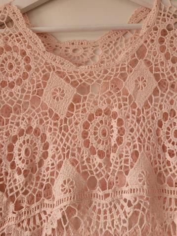 Gehaakt ibiza boho roze lang vest jurk maat M 40 Nieuw beschikbaar voor biedingen