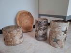 Houten Decoratie Set: Kandelaars, Bloempot, Sleutelrek, Ophalen of Verzenden, Hout, Minder dan 25 cm