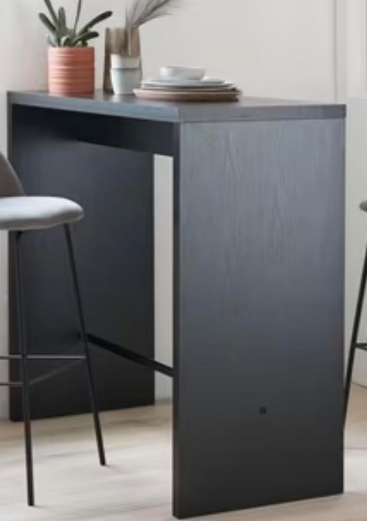 Strakke bartafel + evt.  2 krukken Zwart mat hout, Huis en Inrichting, Tafels | Bijzettafels, Zo goed als nieuw, Rechthoekig, 75 cm of meer