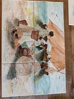 Tegel tableau tafereel strand, Antiek en Kunst, Ophalen of Verzenden