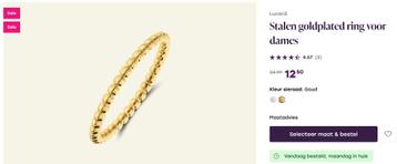 Lucardi Stalen goldplated ring voor dames (15mm) beschikbaar voor biedingen