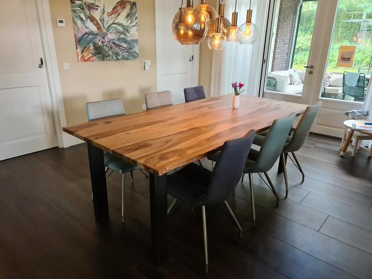 2x eetkamerstoel Artella XOOON groen kunstleder, Huis en Inrichting, Stoelen, Gebruikt, Twee, Metaal, Overige materialen, Overige kleuren