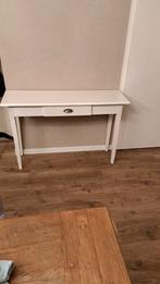 Witte houten sidetable met lade., Ophalen, 100 tot 150 cm, Minder dan 25 cm, Rechthoekig
