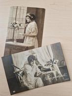 2 Vintage prentkaarten - vrouwen met brieven, Ophalen of Verzenden, Voor 1920, Overige thema's