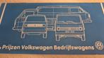 Januari 1980 Volkswagen bus T3 transporter prijslijst izgst, Boeken, Ophalen of Verzenden, Zo goed als nieuw, Volkswagen