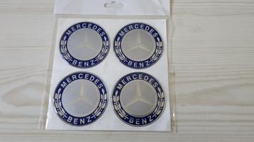 4x 60mm Mercedes Benz naafstickers met blauw logo. beschikbaar voor biedingen