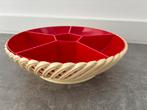 Vintage retro Emsa snackschaal schaal vakken rood, Kunststof, Gebruikt, Schaal, Rond