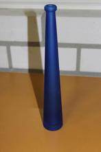 Blauw glazen vaasje, Minder dan 50 cm, Glas, Blauw, Ophalen of Verzenden