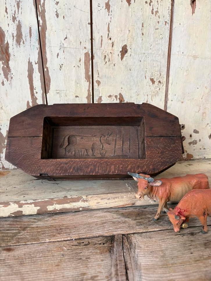 Antieke houten botermal met koe, Antiek en Kunst, Antiek | Keukenbenodigdheden, Ophalen of Verzenden