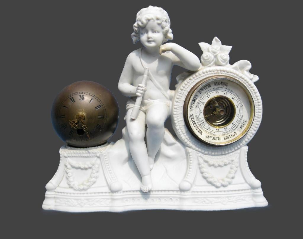 Klok met barometer verwerkt in porselein, Ophalen