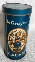 Zeldzaam blauw merk cacao blikje van de Gruyter, Verzamelen, Blikken, Ophalen of Verzenden, Gebruikt, Overige
