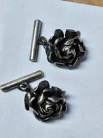 Vintage Roos Manchetknopen, Ophalen of Verzenden, Gebruikt, Zilver, Verzilverd