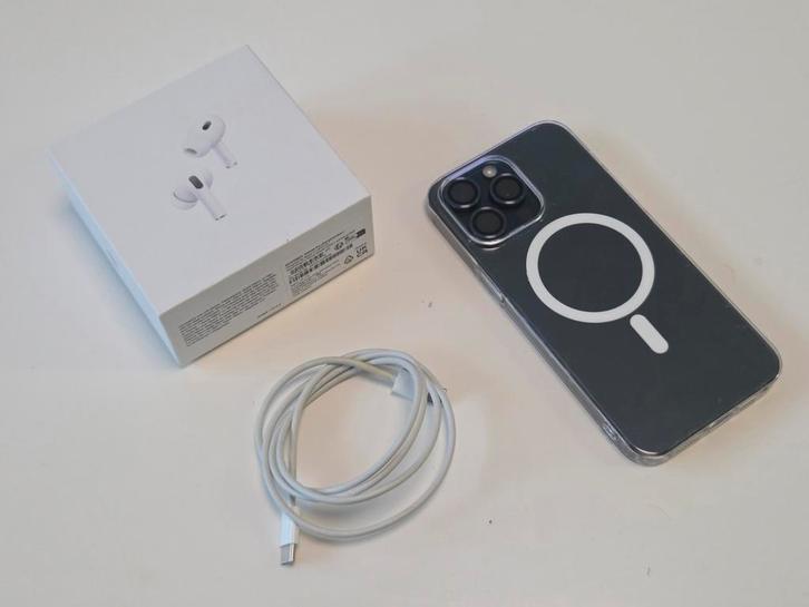 Iphone 15 Pro Max 256GB Titanium Blue & Airpods Pro 2, Telecommunicatie, Mobiele telefoons | Apple iPhone, Zo goed als nieuw, 256 GB