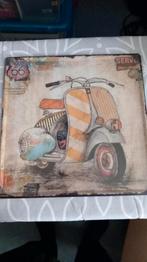 Decoratiebord met scooter vintage, Huis en Inrichting, Woonaccessoires | Schilderijen, Tekeningen en Foto's, Ophalen of Verzenden