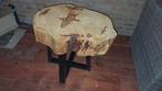 Bijzettafeltje boomstam met ijzeren poten, Huis en Inrichting, Ophalen