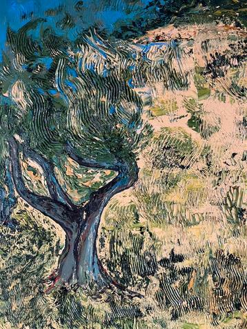 Olieverf schilderij op doek heide landschap beschikbaar voor biedingen