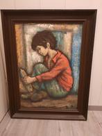 Verfschilderij jongen op trommel, Antiek en Kunst, Kunst | Schilderijen | Klassiek, Ophalen