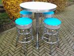 4 Amerikaanse barkrukken bar tafel Bel Air sixties fifties, Ophalen, 60 tot 90 cm, Met voetsteun, Zo goed als nieuw