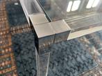 Salon tafel glas met chroom. 90x90. Hoogte 40 cm. Design., Ophalen, Gebruikt, 50 tot 100 cm, Design