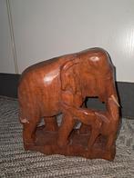 Houten Olifant met Kind - Houtsnijwerk, Ophalen of Verzenden