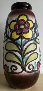 Vintage jaren 60 flowerpower bloemen vaas fatlava keramiek, Overige kleuren, Aardewerk of Porselein, Ophalen of Verzenden, Zo goed als nieuw