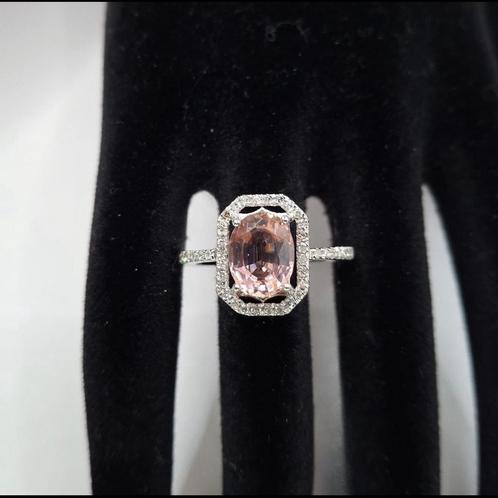 Elegante ring met Rozenkwarts & Diamanten, Sieraden, Tassen en Uiterlijk, Ringen, Nieuw, Dame, 17 tot 18, Roze, Overige materialen